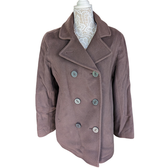 L.L. Bean Lambs Wool Peacoat Brown 14 - Picture 1 of 10